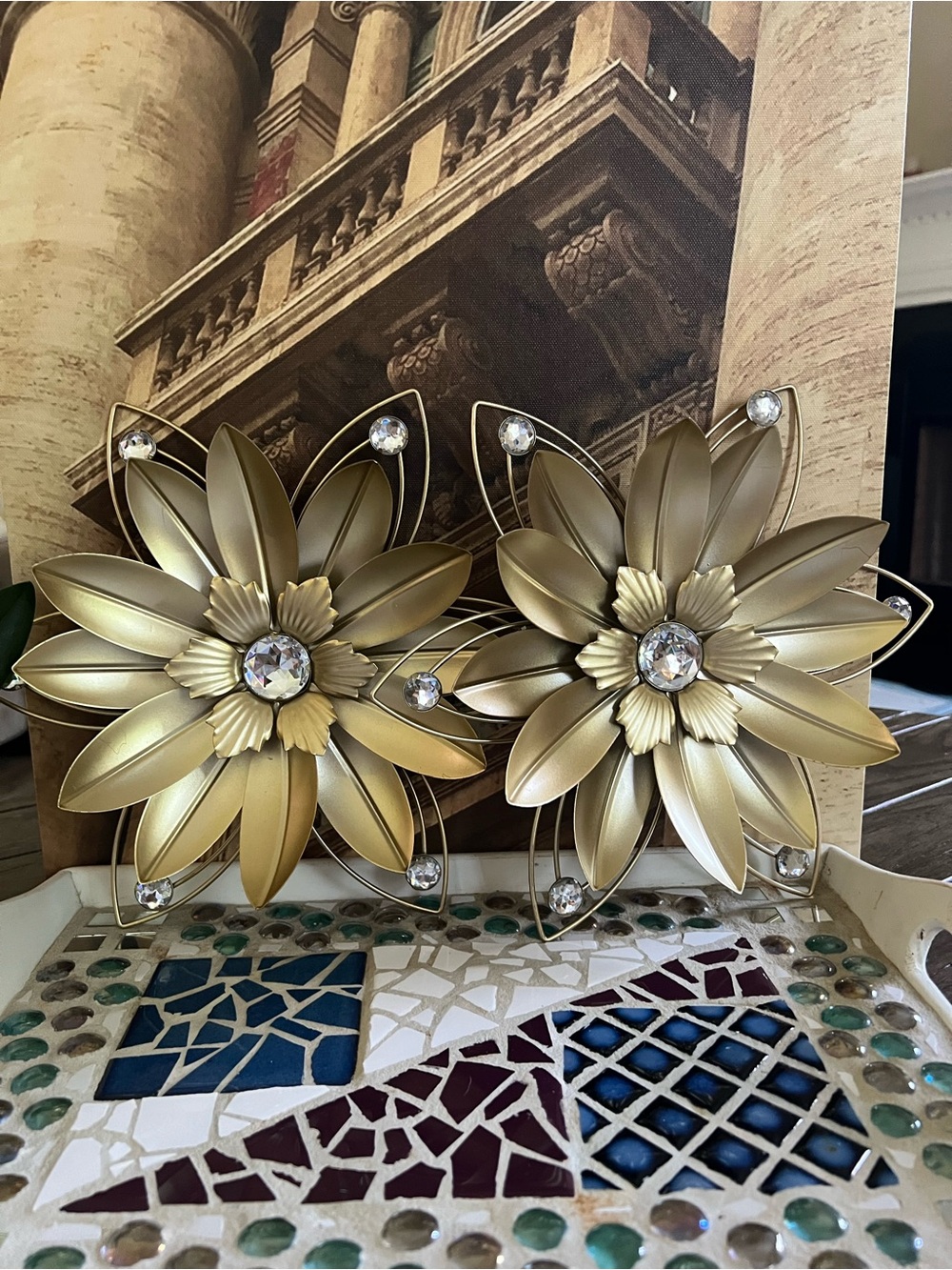 Gold Floral Metal Wall Decor Pair - Brand